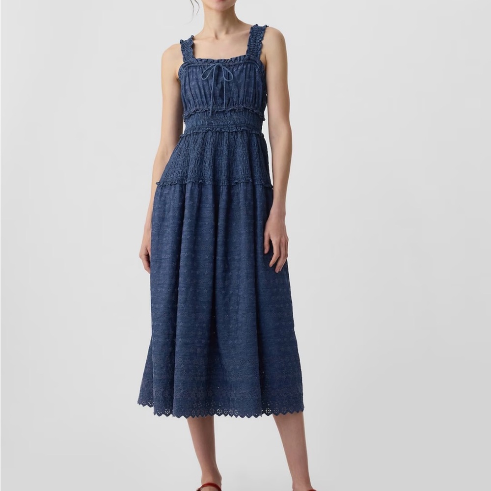 Gap x DOEN Eyelet Denim Midi Dress